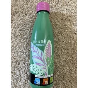 NEW Cantini 17 oz Insulated Double Walled Bottle, Pink Top, Live In The Moment